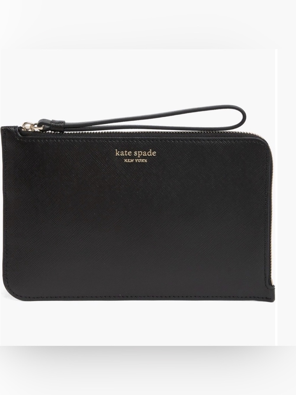 Kate Spade Black Slim Night Out Cameron Medium Leather Wristlet Bag NWT